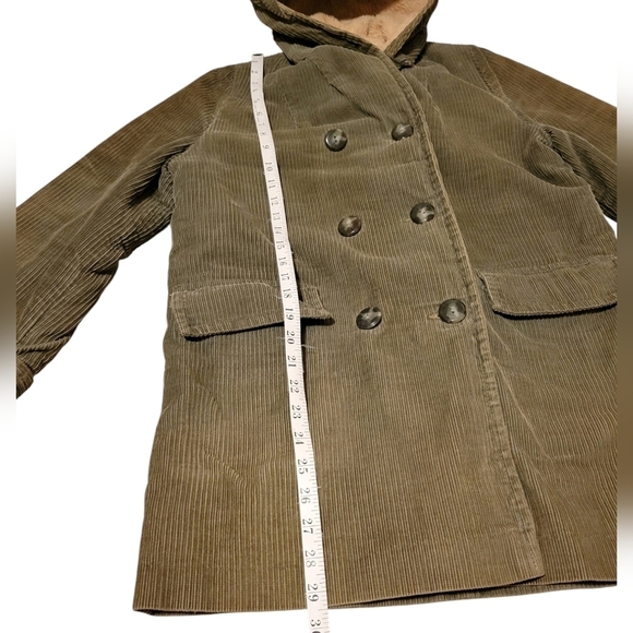 Vintage Burlington Mark V Corduroy Hooded Pea Coat Alpaca Warm Buttons Pockets - Picture 5 of 9